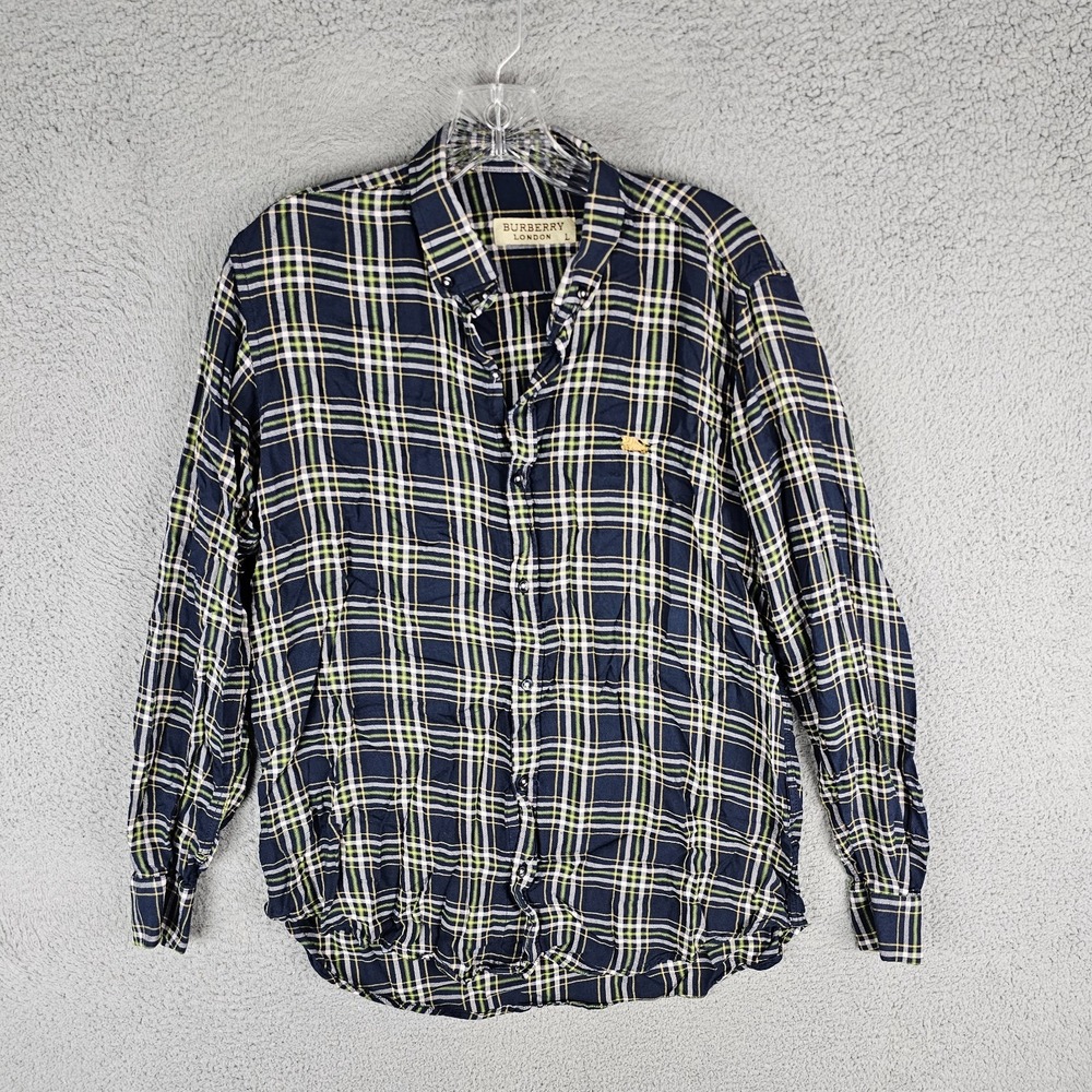 Burberry London Shirt Mens Large Plaid Flannel Classic Long Sleeve Button-Down